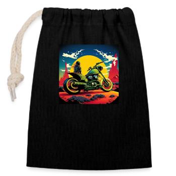 Pop Art Moto, Abstrait, Contraste, Road-trip - Sac cadeau en coton avec cordon (14 x 20 cm) - noir - Devant