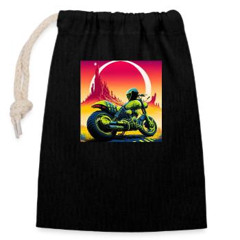 Pop Art Moto, Abstrait, Contraste, Road-trip - Sac cadeau en coton avec cordon (14 x 20 cm) - noir - Devant
