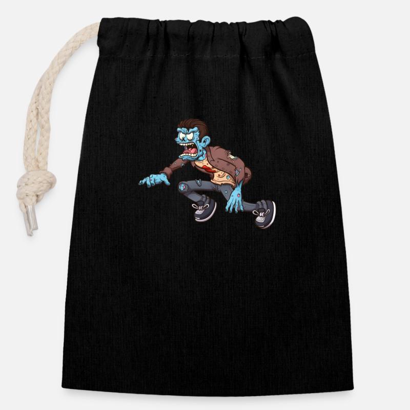 Zombie - Closable cotton gift bag (14x20cm) - black