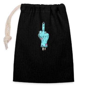 Zombie Hand Giving You The Finger - Closable cotton gift bag (14x20cm) - black - Front