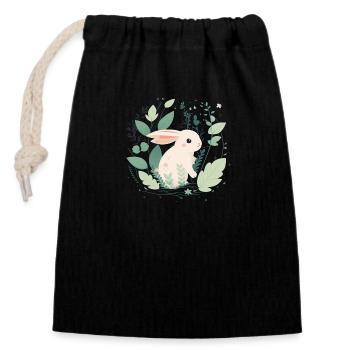 Un lapin mignon - Sac cadeau en coton avec cordon (14 x 20 cm) - noir - Devant