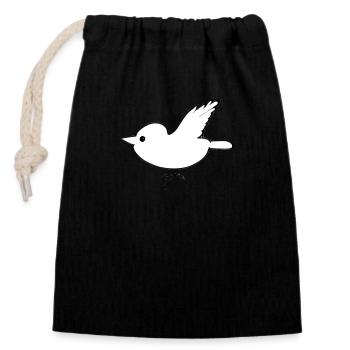 dessin animé oiseau animal volant - Sac cadeau en coton avec cordon (14 x 20 cm) - noir - Devant