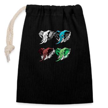 Les 4 éléphants - Sac cadeau en coton avec cordon (14 x 20 cm) - noir - Devant