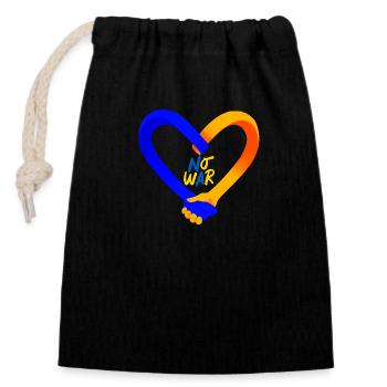Stop the war - Closable cotton gift bag (14x20cm) - black - Front