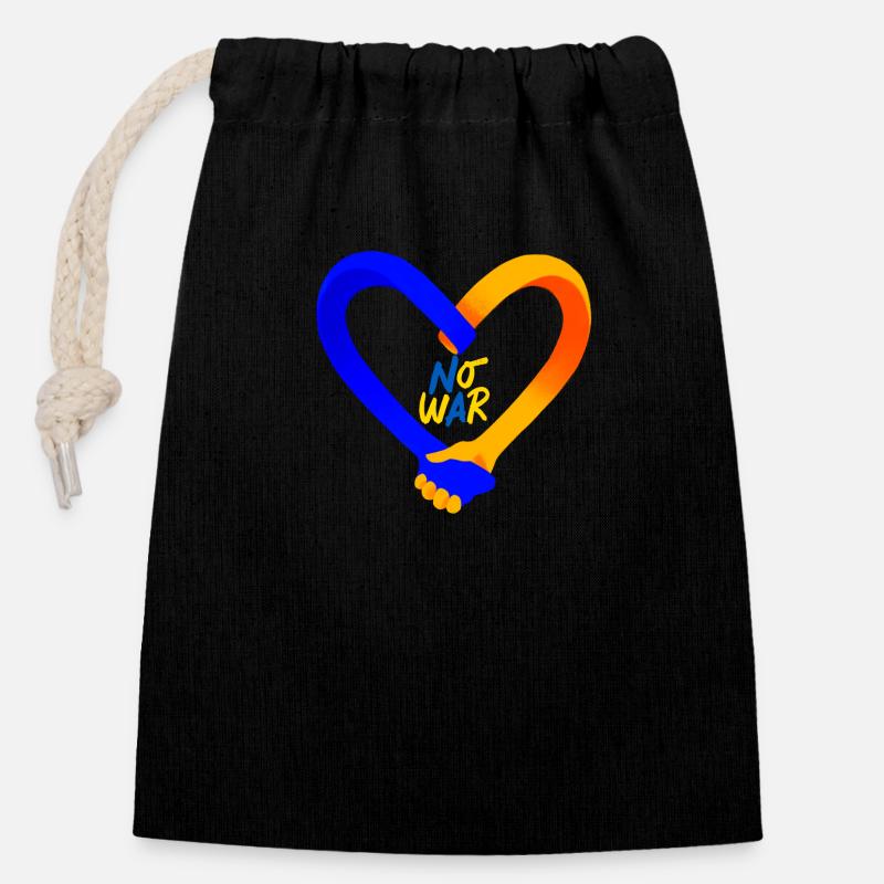 Arrêtez la guerre - Sac cadeau en coton avec cordon (14 x 20 cm) - noir