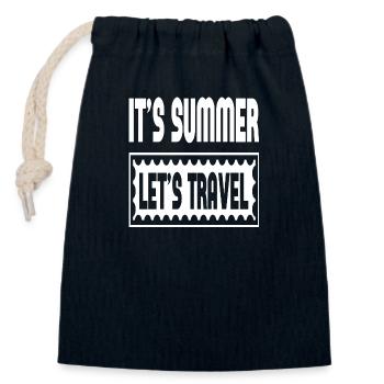 It´s Summer Let´s Travel - Verschließbarer Geschenkbeutel aus Baumwolle (14x20cm) - Navy - Vorne