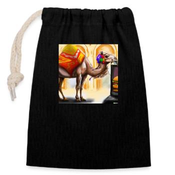 Kamel in der digitalen Kunst - Verschließbarer Geschenkbeutel aus Baumwolle (14x20cm) - Schwarz - Vorne
