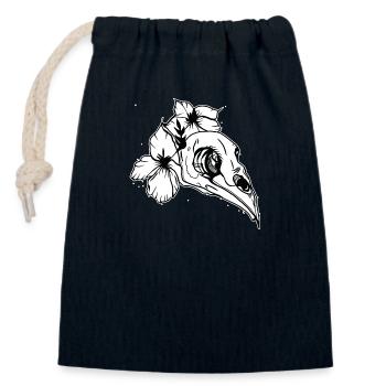 Bird's Head // Skull // Illustration - Closable cotton gift bag (14x20cm) - navy - Front