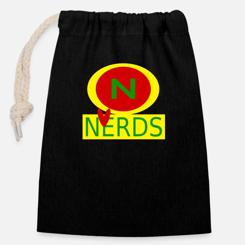 Liebe Nerds - Verschließbarer Geschenkbeutel aus Baumwolle (14x20cm) - Schwarz