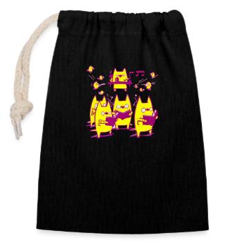 The cat choir - Closable cotton gift bag (14x20cm) - black - Front