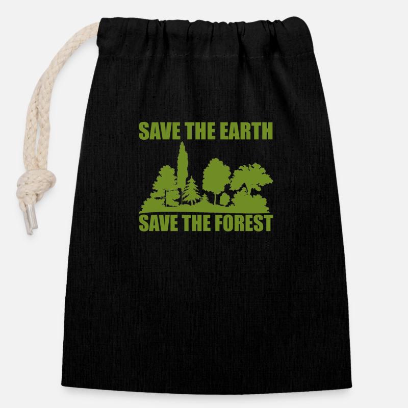 Nature - Closable cotton gift bag (14x20cm) - black