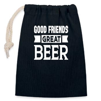 Good Friends Great Beer - Closable cotton gift bag (14x20cm) - navy - Front
