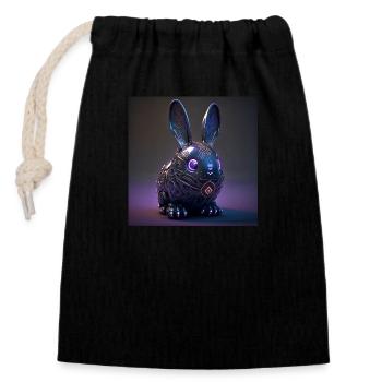 Cyber Punk Easter Bunny - « Easterpunk » - Sac cadeau en coton avec cordon (14 x 20 cm) - noir - Devant