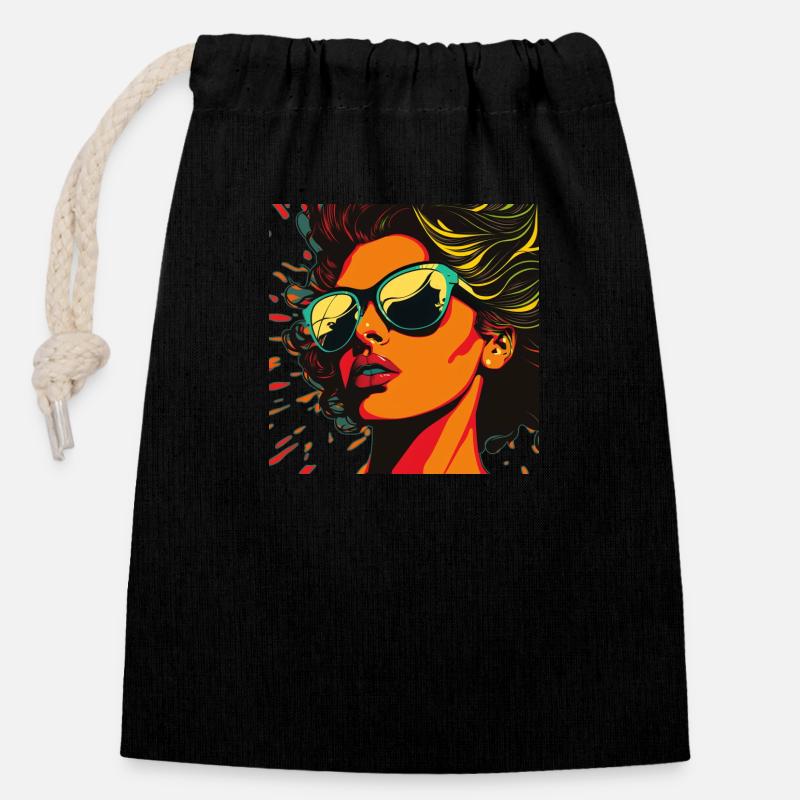 Vectorized Woman - Closable cotton gift bag (14x20cm) - black