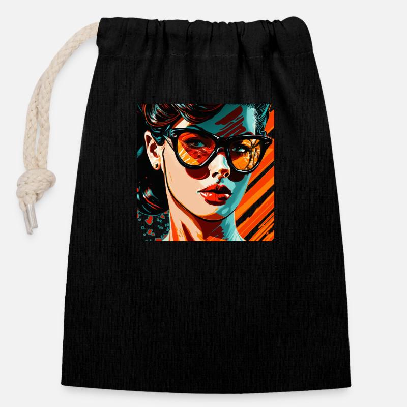 Vectorized Woman - Verschließbarer Geschenkbeutel aus Baumwolle (14x20cm) - Schwarz