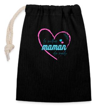 La meilleure maman du monde - Sac cadeau en coton avec cordon (14 x 20 cm) - noir - Devant