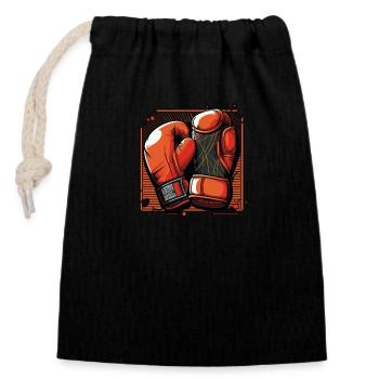 Boxhandschuhe - Verschließbarer Geschenkbeutel aus Baumwolle (14x20cm) - Schwarz - Vorne