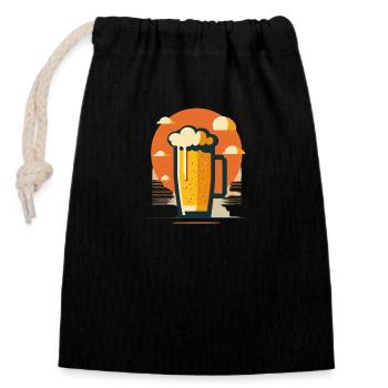 Bière artisanale dans la nature - Sac cadeau en coton avec cordon (14 x 20 cm) - noir - Devant