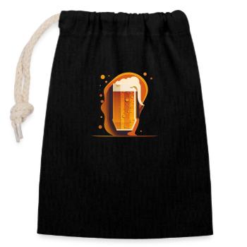 Motif de bière artisanale cool - Sac cadeau en coton avec cordon (14 x 20 cm) - noir - Devant