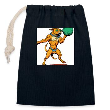 a dog with a ball illustroke 3 - Closable cotton gift bag (14x20cm) - navy - Front