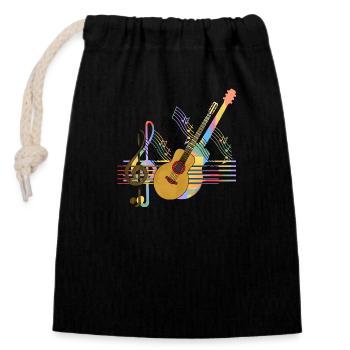 Guitare - Sac cadeau en coton avec cordon (14 x 20 cm) - noir - Devant