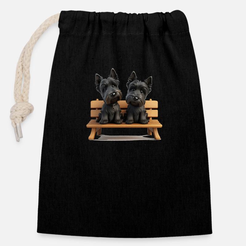 Cadeau Scottish Terrier - Sac cadeau en coton avec cordon (14 x 20 cm) - noir