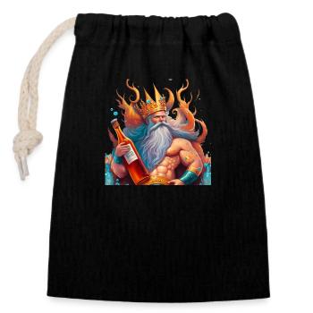 Triton King of Beers - Closable cotton gift bag (14x20cm) - black - Front
