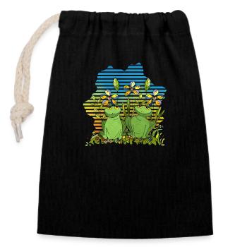 Frogs - Closable cotton gift bag (14x20cm) - black - Front