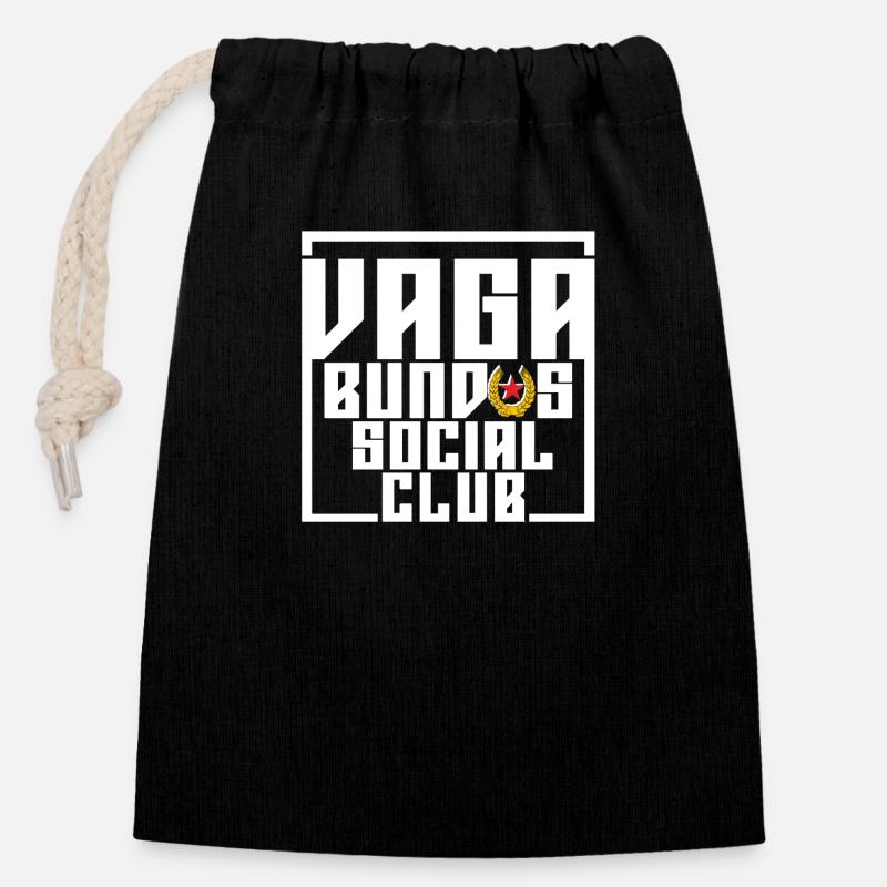 Vagabundos blanc - Sac cadeau en coton avec cordon (14 x 20 cm) - noir