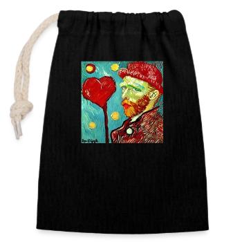 Van gogh love - Closable cotton gift bag (14x20cm) - black - Front