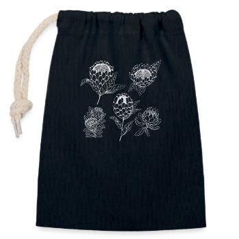 Protea flower group - Closable cotton gift bag (14x20cm) - navy - Front