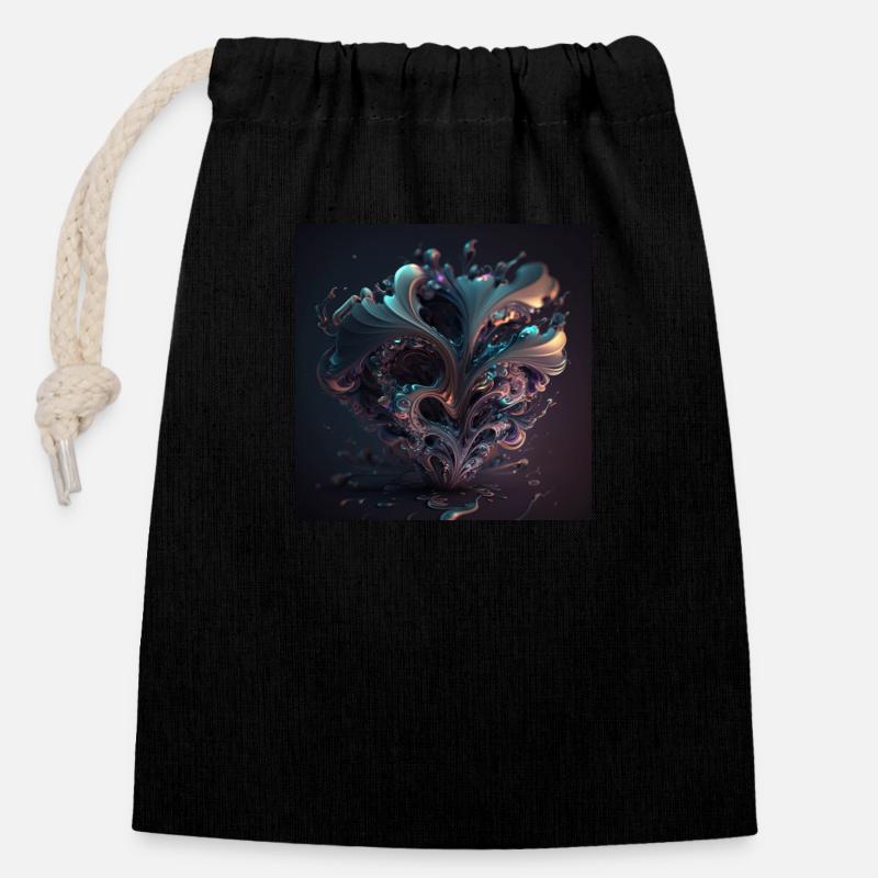 Crane abstrait n°12 - Sac cadeau en coton avec cordon (14 x 20 cm) - noir