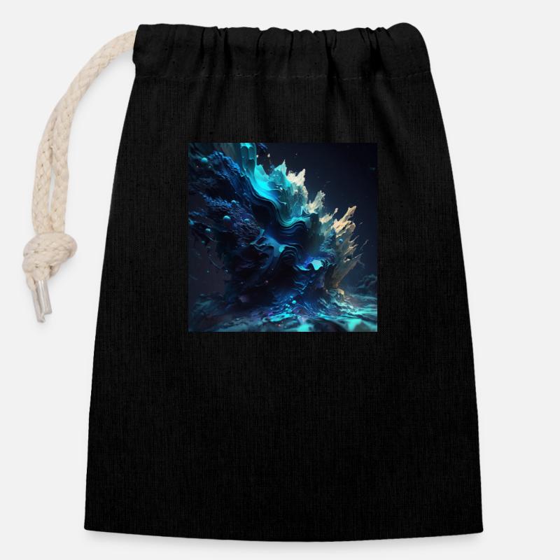 Art numérique Abstrait n°2 - Sac cadeau en coton avec cordon (14 x 20 cm) - noir