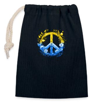 Floral Peace for Ukraine - Closable cotton gift bag (14x20cm) - navy - Front