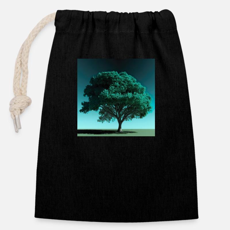 arbre zen n°3 - Sac cadeau en coton avec cordon (14 x 20 cm) - noir