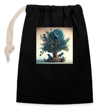 Zen tree n°5 - Closable cotton gift bag (14x20cm) - black - Front