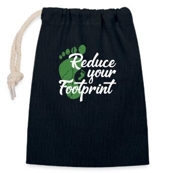 Reduce your Footprint - Closable cotton gift bag (14x20cm) - navy - Front