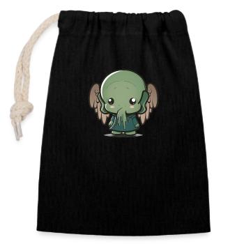 Niedliches Baby-Cthulhu - Verschließbarer Geschenkbeutel aus Baumwolle (14x20cm) - Schwarz - Vorne