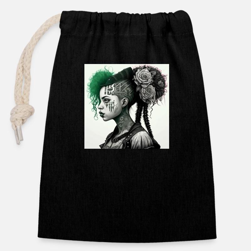 Cyberg punk AAF3BCC7 99AE 4B7D A04F 1BC4C9CC7940 - Closable cotton gift bag (14x20cm) - black