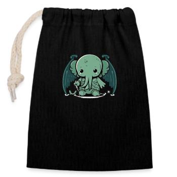 Baby Cthulhu - Verschließbarer Geschenkbeutel aus Baumwolle (14x20cm) - Schwarz - Vorne