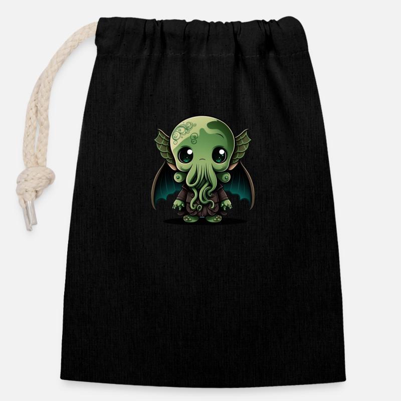 Ein süßer Baby-Cthulhu - Verschließbarer Geschenkbeutel aus Baumwolle (14x20cm) - Schwarz