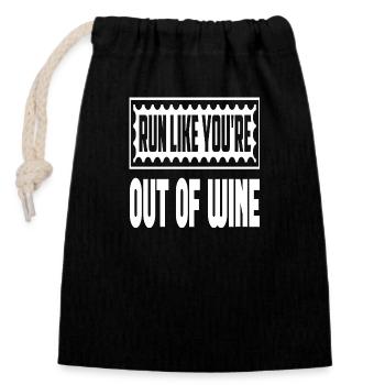 Run Like You ́re Out Of Wine - Closable cotton gift bag (14x20cm) - black - Front