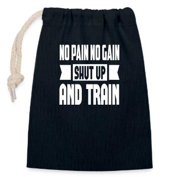 No Pain No Gain Shut Up And Train - Closable cotton gift bag (14x20cm) - navy - Front