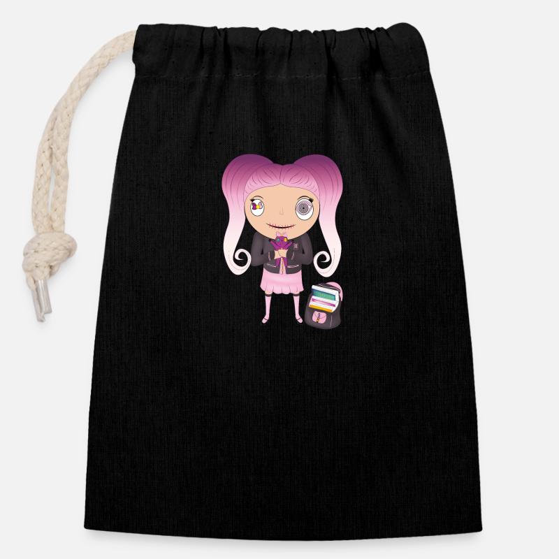 Lexa - Closable cotton gift bag (14x20cm) - black