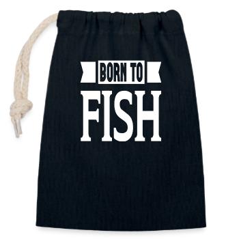 Born To Fish - Closable cotton gift bag (14x20cm) - navy - Front