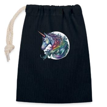 Unicorn watercolor - Closable cotton gift bag (14x20cm) - navy - Front