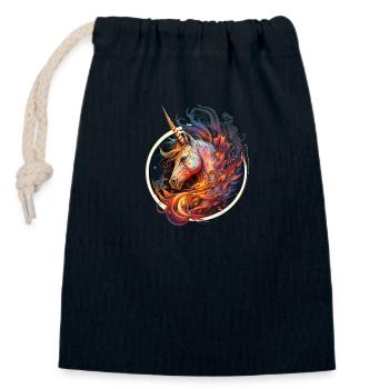 flamboyant unicorn - Closable cotton gift bag (14x20cm) - navy - Front
