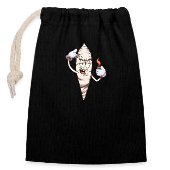 Funny Cartoon Joint With Lighter - Closable cotton gift bag (14x20cm) - black - Front