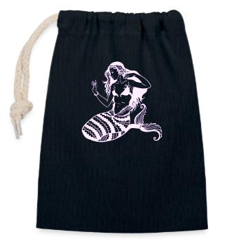 Siren Mythical Retro Sea Mermaid Princess neon - Closable cotton gift bag (14x20cm) - navy - Front