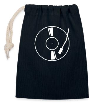 Disque vinyle blanc - Sac cadeau en coton avec cordon (14 x 20 cm) - bleu marine - Devant